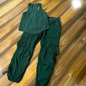 Lululemon Dance Studio Relaxed-Fit Mid-Rise Cargo Pant legacy green L & tank 6
